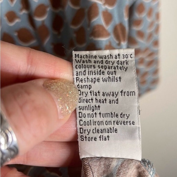 Boden Leaf Pattern 3/4 Sleeve Cotton Blend Blouse Size 12 - Picture 4 of 8